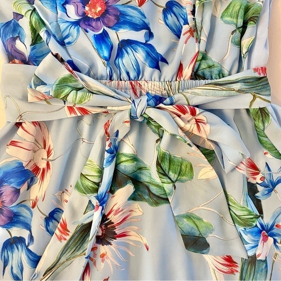 H&M Mama Baby Blue Sleeveless Chiffon Floral Nursing Dress - Picture 11 of 16